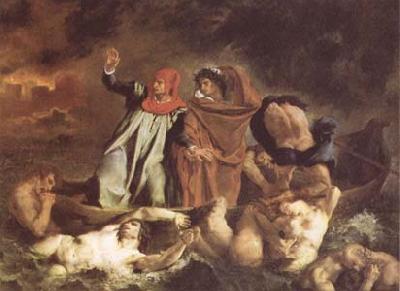 Eugene Delacroix The Bark of Dante (Dante and Virgil in Hell) (mk09) oil painting image